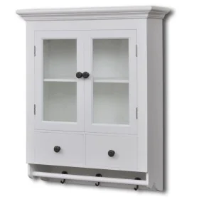 Armario de cocina de pared de madera y puerta de vidrio blanco de , Armarios de cocina - Ref: Foro24-241374, Precio: 169,57 €...