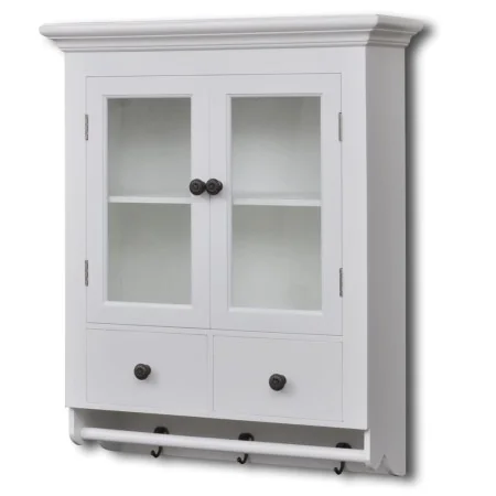 Armario de cocina de pared de madera y puerta de vidrio blanco de , Armarios de cocina - Ref: Foro24-241374, Precio: 169,57 €...