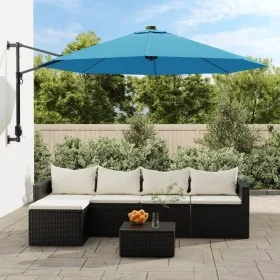 Sombrilla de pared con LED verde azul mar 290 cm by , Umbrellas - Ref: Foro24-362894, Price: 113,82 €, Discount: %