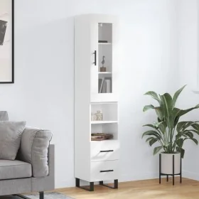 Aparador alto madera contrachapada blanco brillo 34,5x34x180 cm de , Aparadores - Ref: Foro24-3199323, Precio: 124,23 €, Desc...
