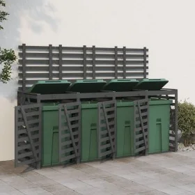 Cobertizo cuádruple para cubos de basura madera de pino gris de , Soportes para contenedores de residuos - Ref: Foro24-315769...