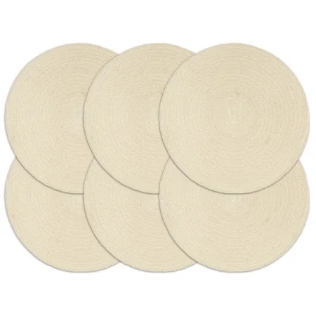Manteles individuales redondos 6 uds algodón natural liso 38 cm de , Manteles individuales - Ref: Foro24-133843, Precio: 31,4...