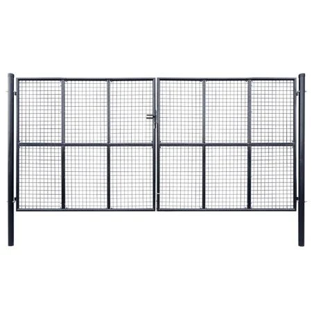 Puerta de malla de jardín acero galvanizado 400x200 cm gris de , Puertas de jardín - Ref: Foro24-143379, Precio: 710,12 €, De...