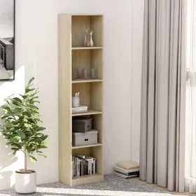 Estantería de 5 niveles contrachapada color roble 40x24x175cm de , Librerías y estanterías - Ref: Foro24-800849, Precio: 109,...