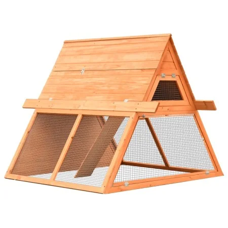 Conejera de madera maciza de pino y abeto 152x128x108 cm de , Jaulas y habitáculos para animales pequeños - Ref: Foro24-17064...
