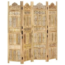 Biombo 4 paneles tallado a mano madera maciza mango 160x165 cm by , Room dividers - Ref: Foro24-285316, Price: 293,09 €, Disc...