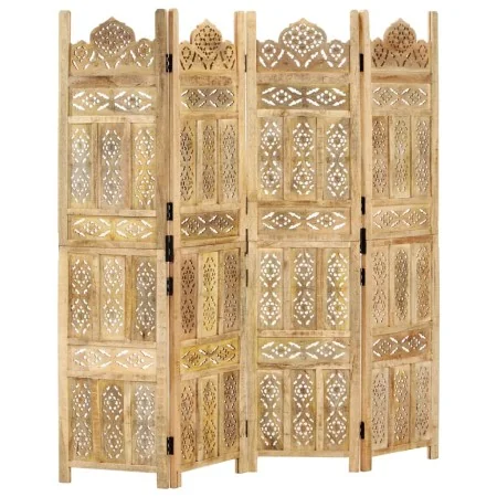 Biombo 4 paneles tallado a mano madera maciza mango 160x165 cm de , Divisores de ambientes - Ref: Foro24-285316, Precio: 293,...