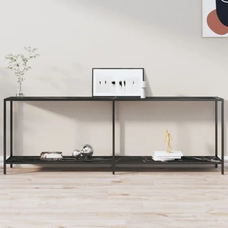 Mesa consola vidrio templado negro 220x35x75,5 cm by , Side tables - Ref: Foro24-331713, Price: 135,97 €, Discount: %