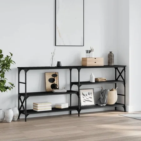 Mesa consola madera de ingeniería negra 180x29x76,5 cm de , Mesas auxiliares - Ref: Foro24-835474, Precio: 57,44 €, Descuento: %