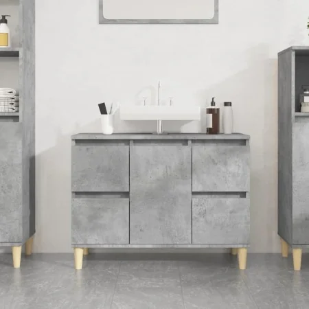 Armario de lavabo madera contrachapada gris hormigón 80x33x60cm by , bathroom vanities - Ref: Foro24-821272, Price: 93,64 €, ...