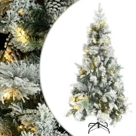 Árbol de Navidad con nieve, luces LED y piñas PVC y PE 225 cm de , Arboles de navidad - Ref: Foro24-3094562, Precio: 250,54 €...