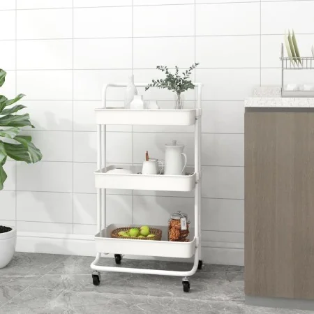 Carrito de cocina 3 niveles hierro y ABS blanco 42x35x85 cm by , Kitchen and dining carts - Ref: Foro24-336336, Price: 46,11 ...