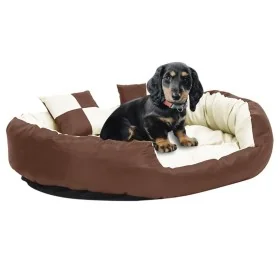 Cojín para perro reversible y lavable marrón crema 110x80x23 cm de , Camas para perros - Ref: Foro24-171213, Precio: 70,66 €,...