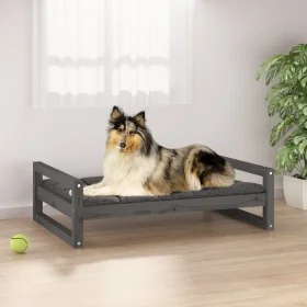 Cama para perros madera maciza de pino gris 95,5x65,5x28 cm de , Camas para perros - Ref: Foro24-821484, Precio: 76,54 €, Des...