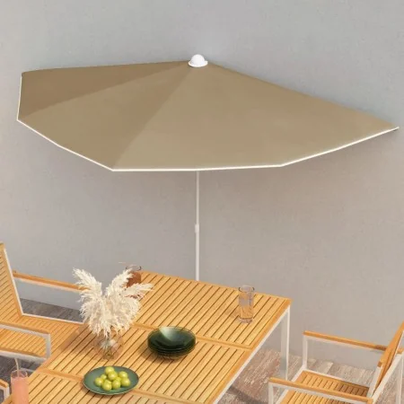 Sombrilla de jardín semicircular con palo taupe 180x90 cm de , Sombrillas - Ref: Foro24-315562, Precio: 24,20 €, Descuento: %