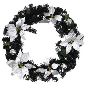 Corona de Navidad con luces LED verde 60 cm PVC de , Luces de Navidad - Ref: Foro24-320977, Precio: 48,88 €, Descuento: %