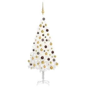 Árbol de Navidad preiluminado con luces y bolas blanco 120 cm de , Arboles de navidad - Ref: Foro24-3077546, Precio: 83,90 €,...