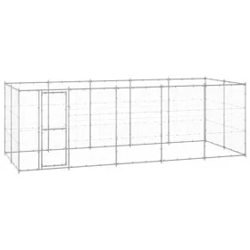 Perrera de exterior de acero galvanizado 12,1 m² de , Casetas y cercados para perros - Ref: Foro24-3082309, Precio: 493,76 €,...