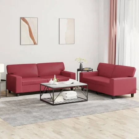 Juego de sofás 2 piezas cuero sintético rojo tinto de , Sofás - Ref: Foro24-3201917, Precio: 534,02 €, Descuento: %