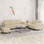 Juego de sofás con cojines 3 piezas tela microfibra crema de , Sofás - Ref: Foro24-3202348, Precio: 603,05 €, Descuento: %