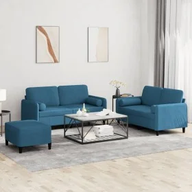 Juego de sofás con cojines 3 piezas terciopelo azul de , Sofás - Ref: Foro24-3202013, Precio: 566,81 €, Descuento: %
