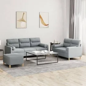 Juego de sofás con cojines 3 piezas tela gris claro de , Sofás - Ref: Foro24-3201624, Precio: 547,03 €, Descuento: %
