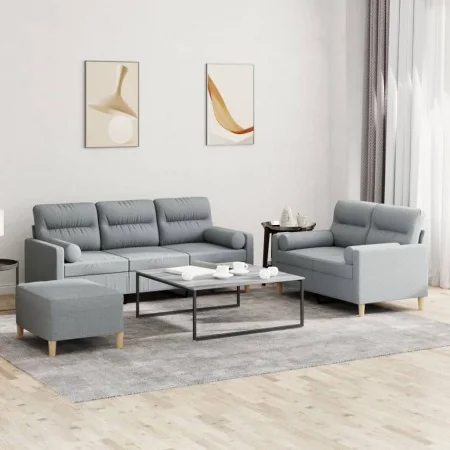 Juego de sofás con cojines 3 piezas tela gris claro de , Sofás - Ref: Foro24-3201624, Precio: 547,03 €, Descuento: %