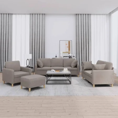 Juego de sofás con cojines 4 piezas tela gris taupe by , Sofas - Ref: Foro24-3202085, Price: 673,59 €, Discount: %