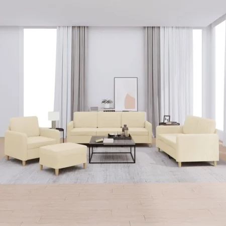 Juego de sofás con cojines 4 piezas tela crema by , Sofas - Ref: Foro24-3202064, Price: 649,46 €, Discount: %