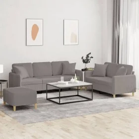 Juego de sofás con cojines 3 piezas tela gris taupe de , Sofás - Ref: Foro24-3202149, Precio: 534,36 €, Descuento: %