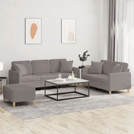 Juego de sofás con cojines 3 piezas tela gris taupe de , Sofás - Ref: Foro24-3202149, Precio: 534,36 €, Descuento: %