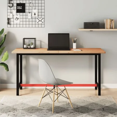 Banco de trabajo madera maciza de haya y metal 150x55x81,5 cm by , Work tables - Ref: Foro24-3188905, Price: 219,64 €, Discou...