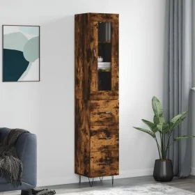 Aparador de madera contrachapada roble ahumado 34,5x34x180 cm de , Aparadores - Ref: Foro24-3199270, Precio: 110,40 €, Descue...