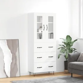 Aparador alto madera contrachapada blanco brillo 69,5x34x180 cm de , Aparadores - Ref: Foro24-3198435, Precio: 200,19 €, Desc...