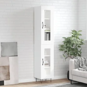 Aparador alto madera contrachapada blanco brillo 34,5x34x180 cm by , Sideboards - Ref: Foro24-3199459, Price: 108,75 €, Disco...