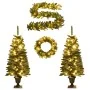 Árboles de Navidad artificiales 2 uds corona, guirnalda y LED de , Arboles de navidad - Ref: Foro24-344648, Precio: 111,55 €,...