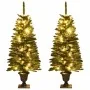 Árboles de Navidad artificiales 2 uds corona, guirnalda y LED de , Arboles de navidad - Ref: Foro24-344648, Precio: 111,55 €,...