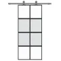 Puerta corredera vidrio templado y aluminio negra 90x205 cm by , Doors for the home - Ref: Foro24-155223, Price: 199,82 €, Di...
