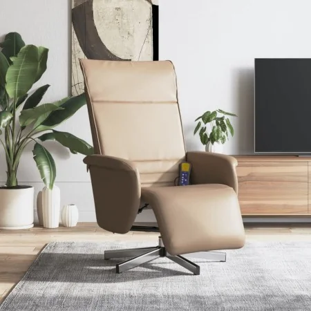Sillón reclinable masaje reposapiés cuero sintético capuchino de , Sillones - Ref: Foro24-356652, Precio: 234,61 €, Descuento: %