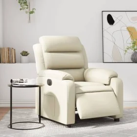 Sillón reclinable eléctrico de cuero sintético crema de , Sillones - Ref: Foro24-3205029, Precio: 275,64 €, Descuento: %