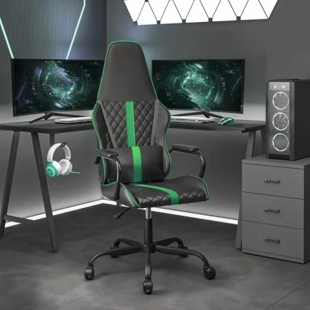 Silla gaming con masaje cuero sintético verde y negro by , Gaming chairs - Ref: Foro24-345560, Price: 103,21 €, Discount: %