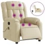Sillón reclinable de masaje eléctrico tela color crema de , Sillones - Ref: Foro24-3205313, Precio: 299,85 €, Descuento: %