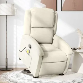 Sillón reclinable de masaje elevable terciopelo crema de , Sillones - Ref: Foro24-3204320, Precio: 342,08 €, Descuento: %