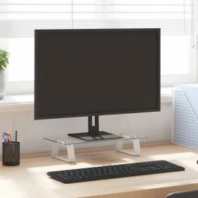 Soporte de monitor vidrio templado y metal blanco 40x20x8 cm de , Bases y elevadores para ordenadores - Ref: Foro24-374215, P...