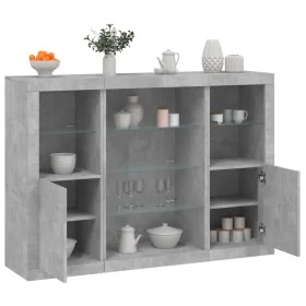 Aparador con luz LED 3 pzas madera de ingeniería gris hormigón de , Aparadores - Ref: Foro24-3209131, Precio: 201,62 €, Descu...