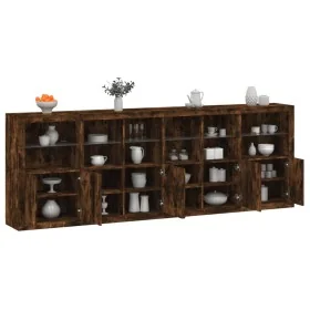 Aparador con luces LED roble ahumado 283x37x100 cm de , Aparadores - Ref: Foro24-3209167, Precio: 467,63 €, Descuento: %