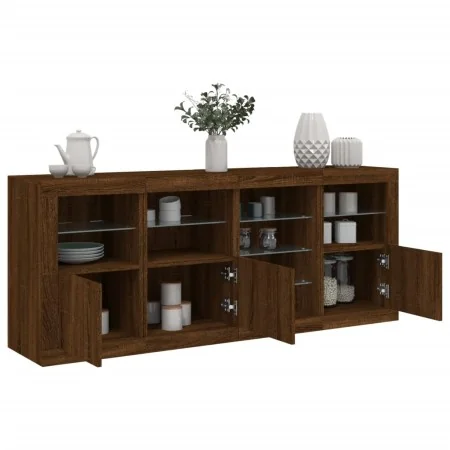 Aparador con luces LED marrón roble 164x37x67 cm by , Sideboards - Ref: Foro24-3209057, Price: 195,97 €, Discount: %