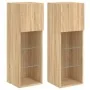 Muebles de TV con luces LED 2 uds roble Sonoma 30,5x30x90 cm de , Muebles TV - Ref: Foro24-837006, Precio: 114,20 €, Descuent...