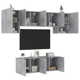 Muebles de TV de pared 6 pzas madera ingeniería gris hormigón by , TV Furniture - Ref: Foro24-3216442, Price: 196,15 €, Disco...