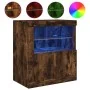 Aparador con luces LED roble ahumado 60,5x37x67 cm de , Aparadores - Ref: Foro24-836620, Precio: 86,26 €, Descuento: %